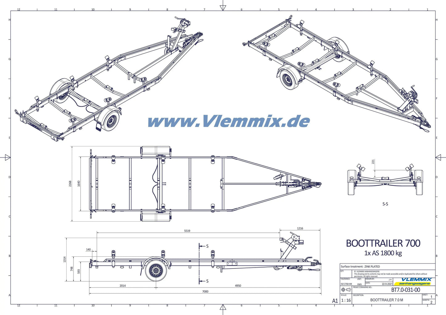 Vlemmix | SMT 1800/7 SB HUBKIEL EU-Trailer