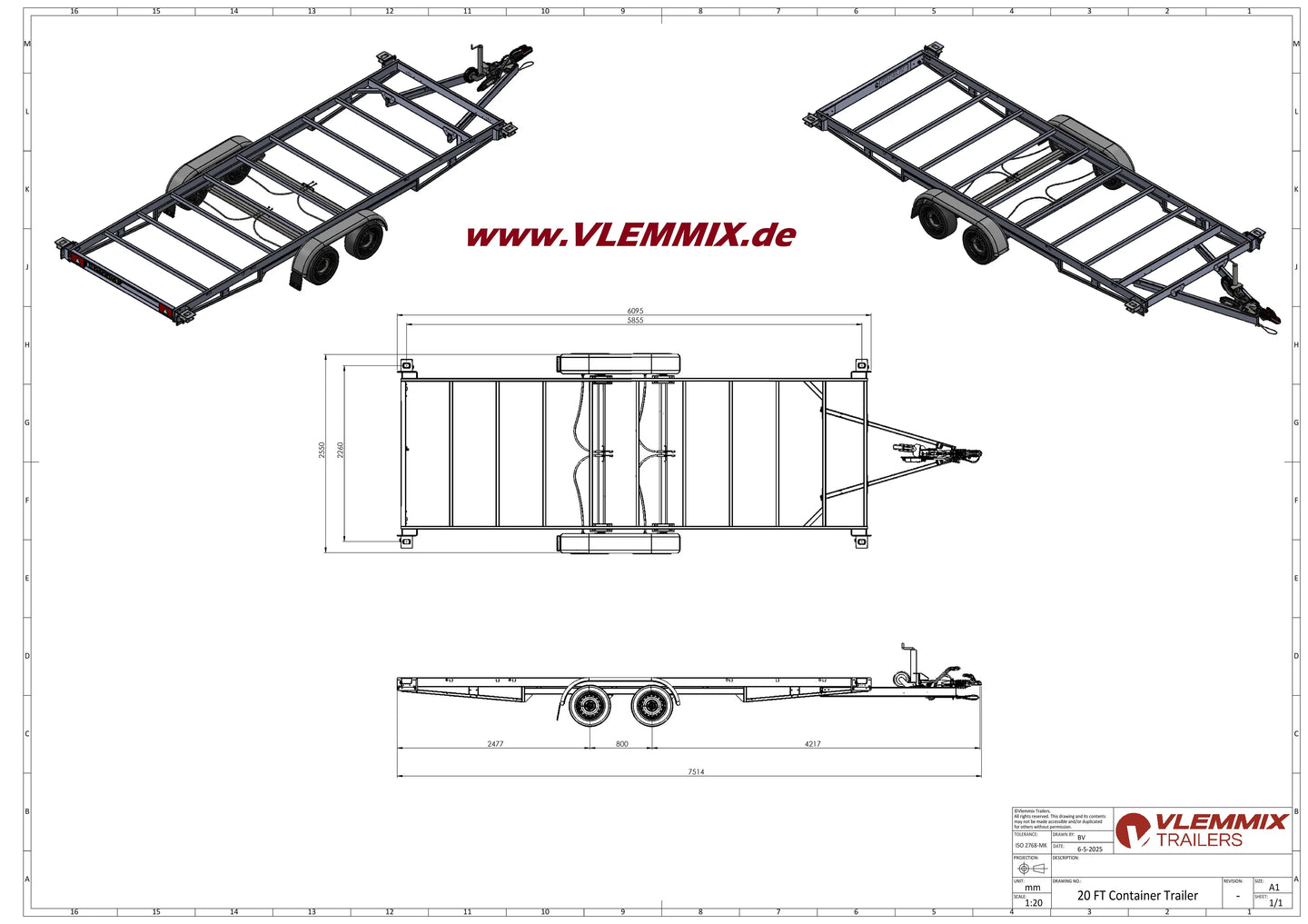 Vlemmix | 3500 CONTAINER Transporter 20ft. EU-Trailer