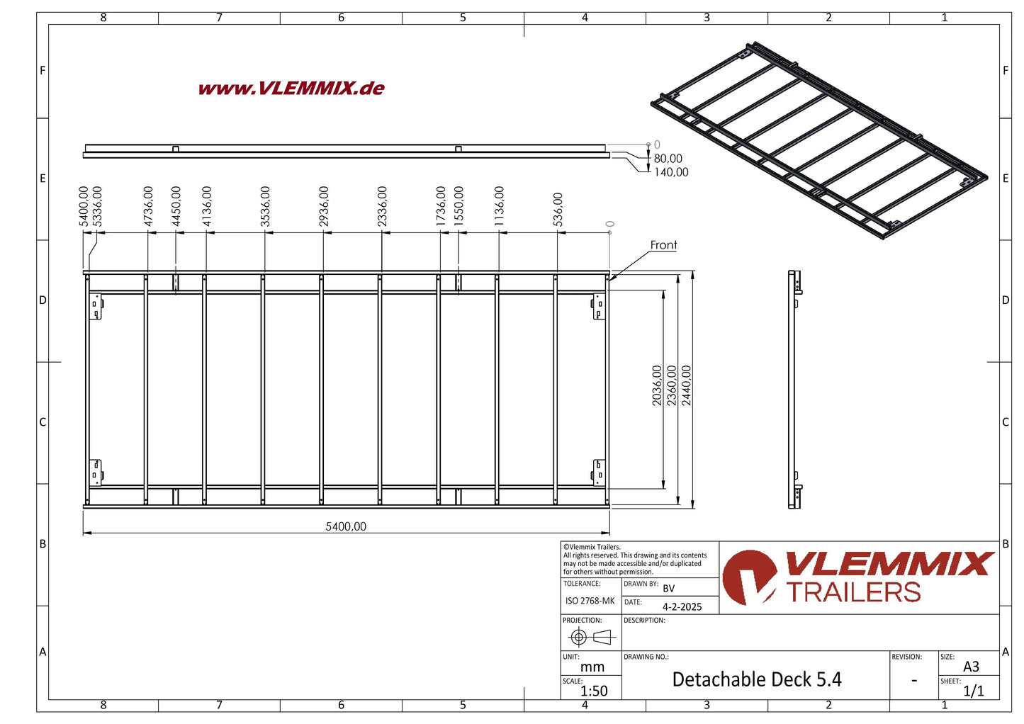 Vlemmix | EXTRA DECK f. WP 540x244 EU-Trailer