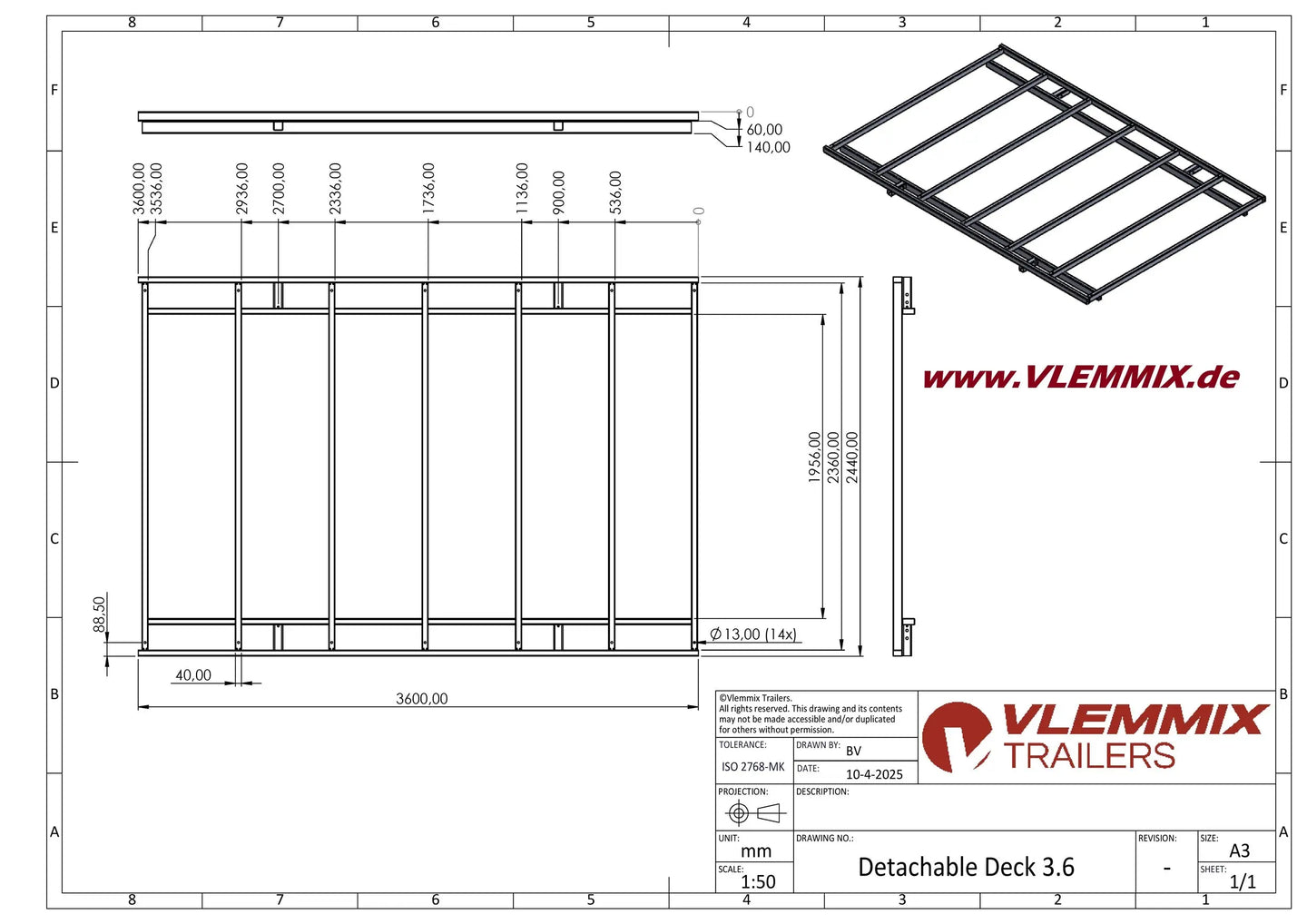 Vlemmix | EXTRA DECK f. WP 360x244 EU-Trailer
