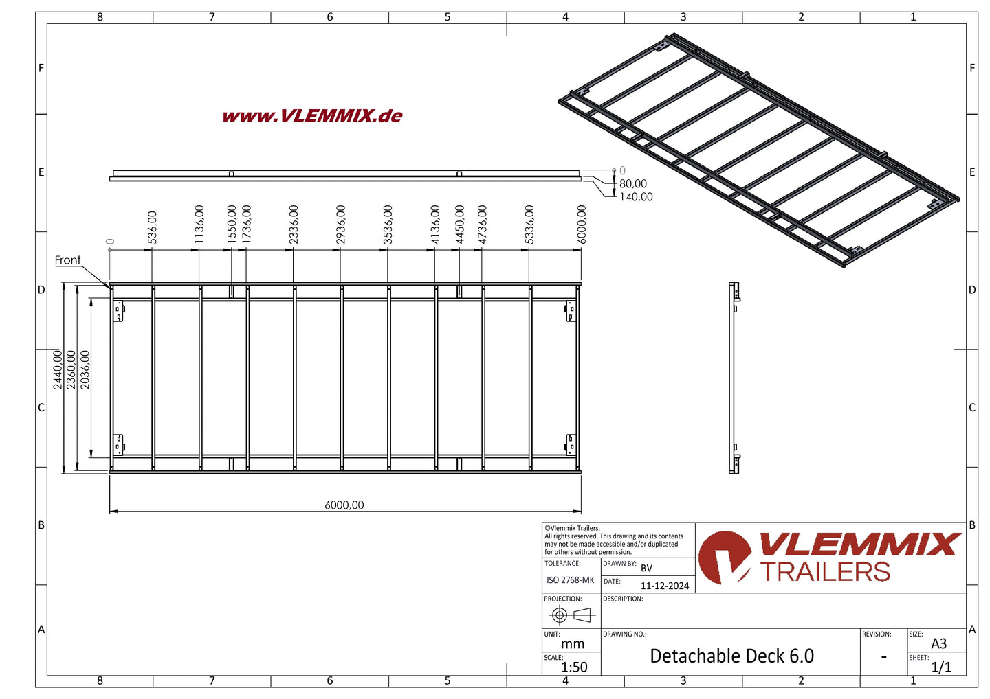 Vlemmix | EXTRA DECK f. WP 600x244 EU-Trailer