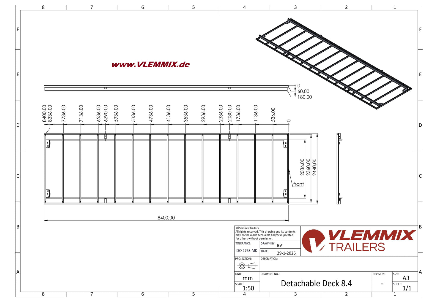 Vlemmix | EXTRA DECK f. WP 840x244 EU-Trailer