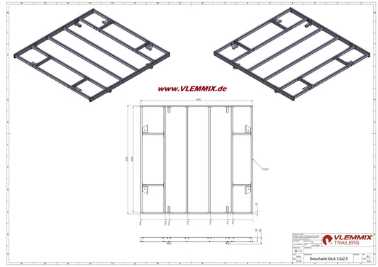 Vlemmix | EXTRA XXL DECK f. WP 300x290 EU-Trailer