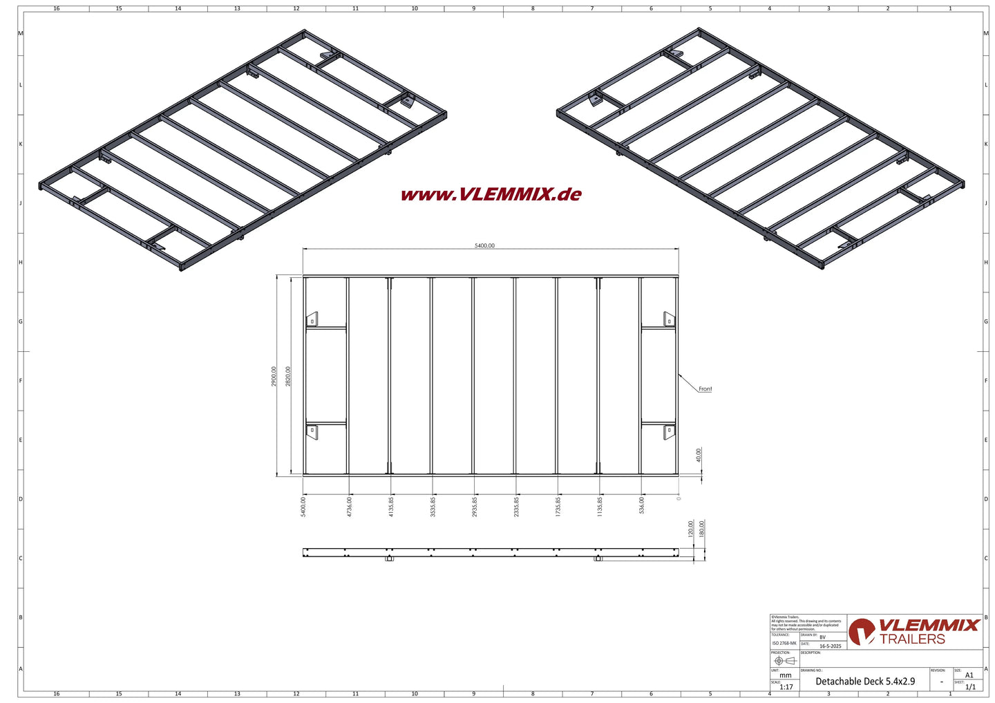 Vlemmix | EXTRA XXL DECK f. WP 540x290 EU-Trailer