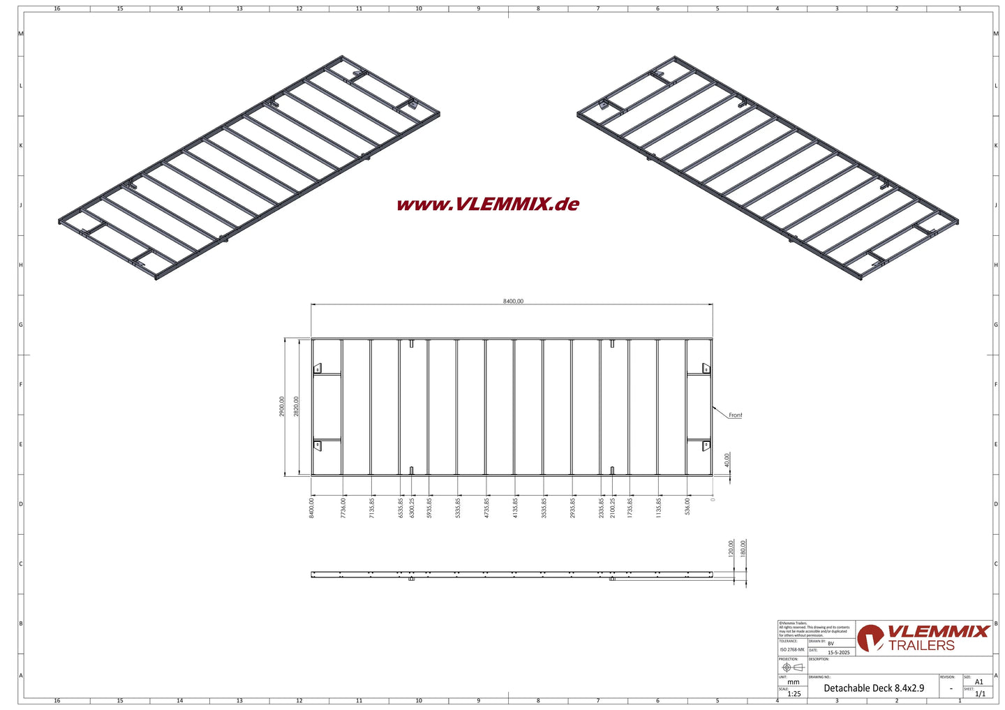 Vlemmix | EXTRA XXL DECK f. WP 840x290 EU-Trailer
