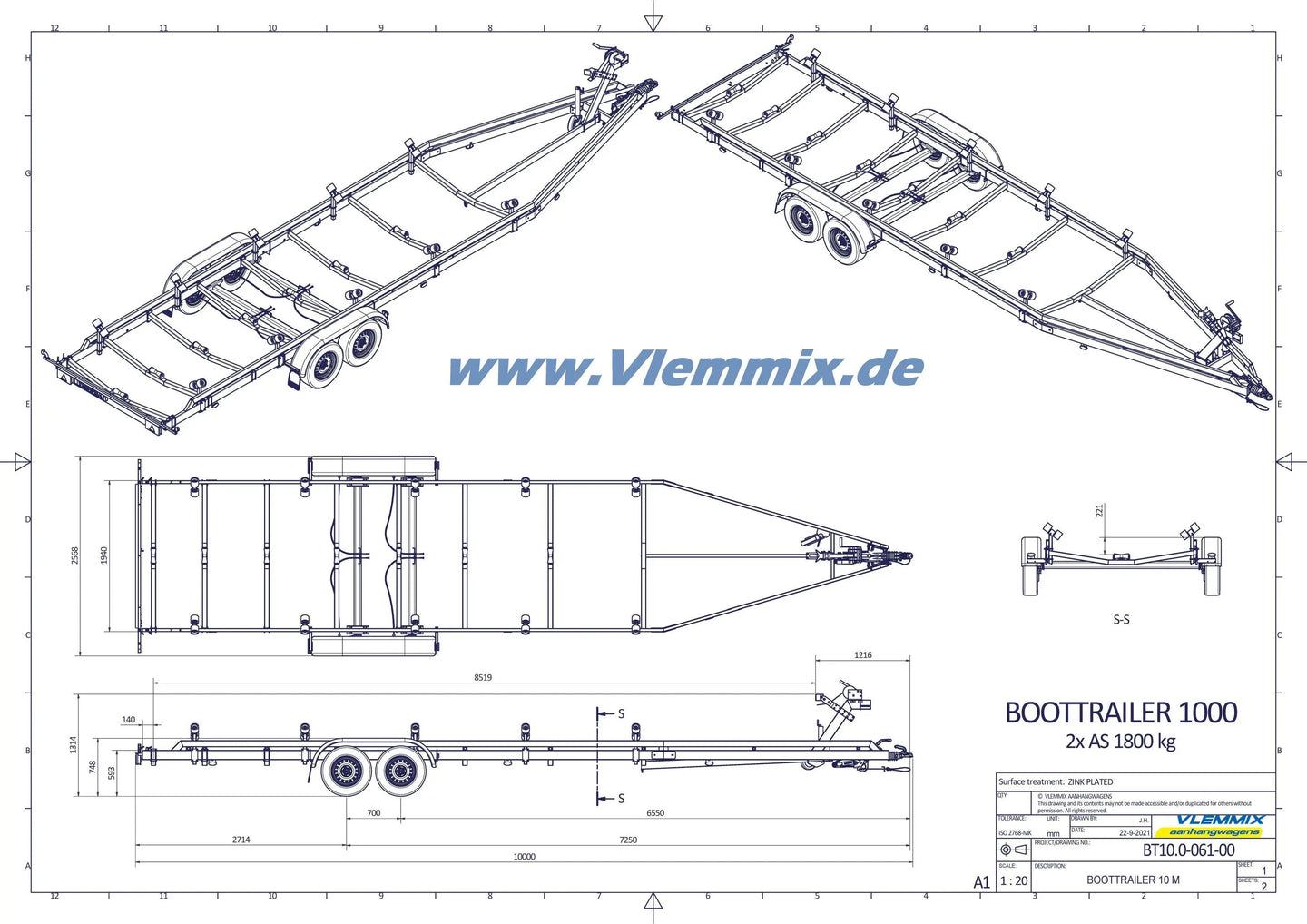 Vlemmix | SMT 3500/10 SB Segelboot EU-Trailer