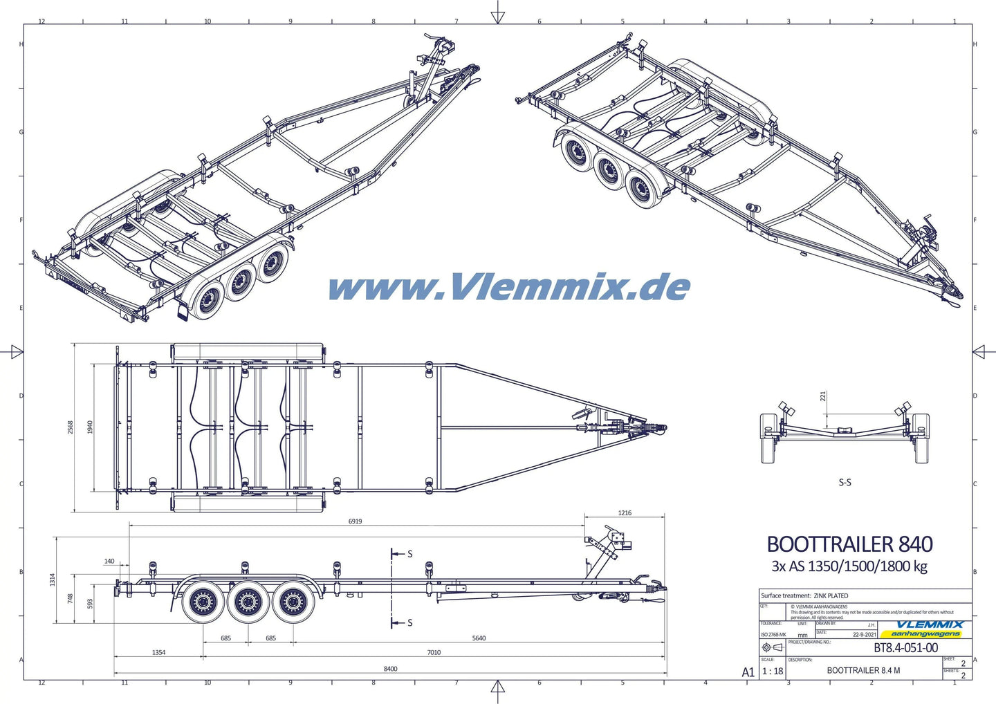 Vlemmix | SMT 5400/8 SB Segelboot EU-Trailer