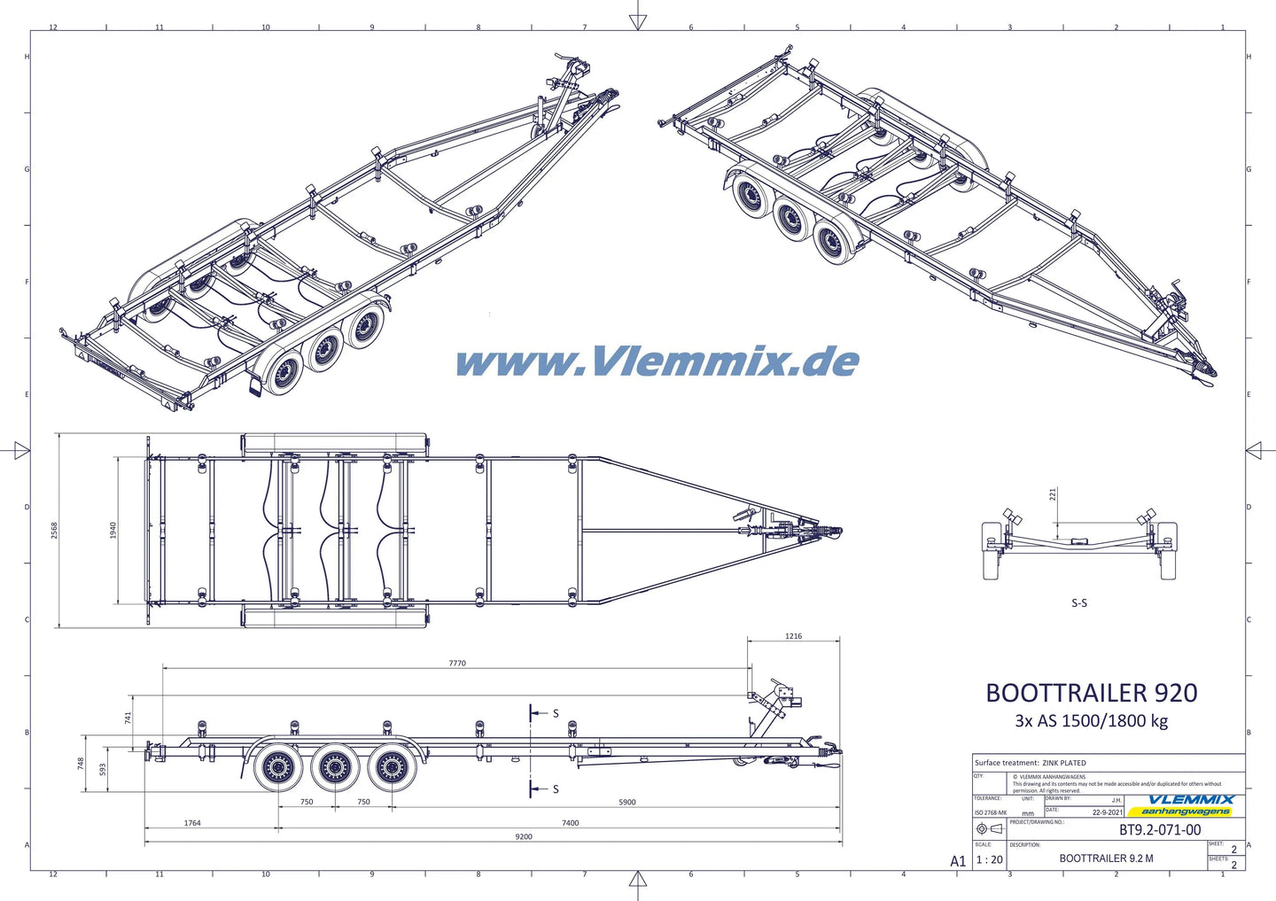 Vlemmix | SMT 5400/9 SB Segelboot EU-Trailer